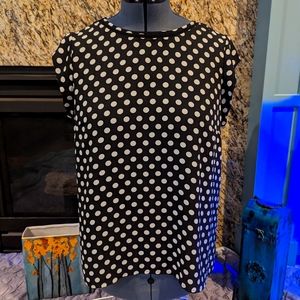 Black and white polka dot blouse - L